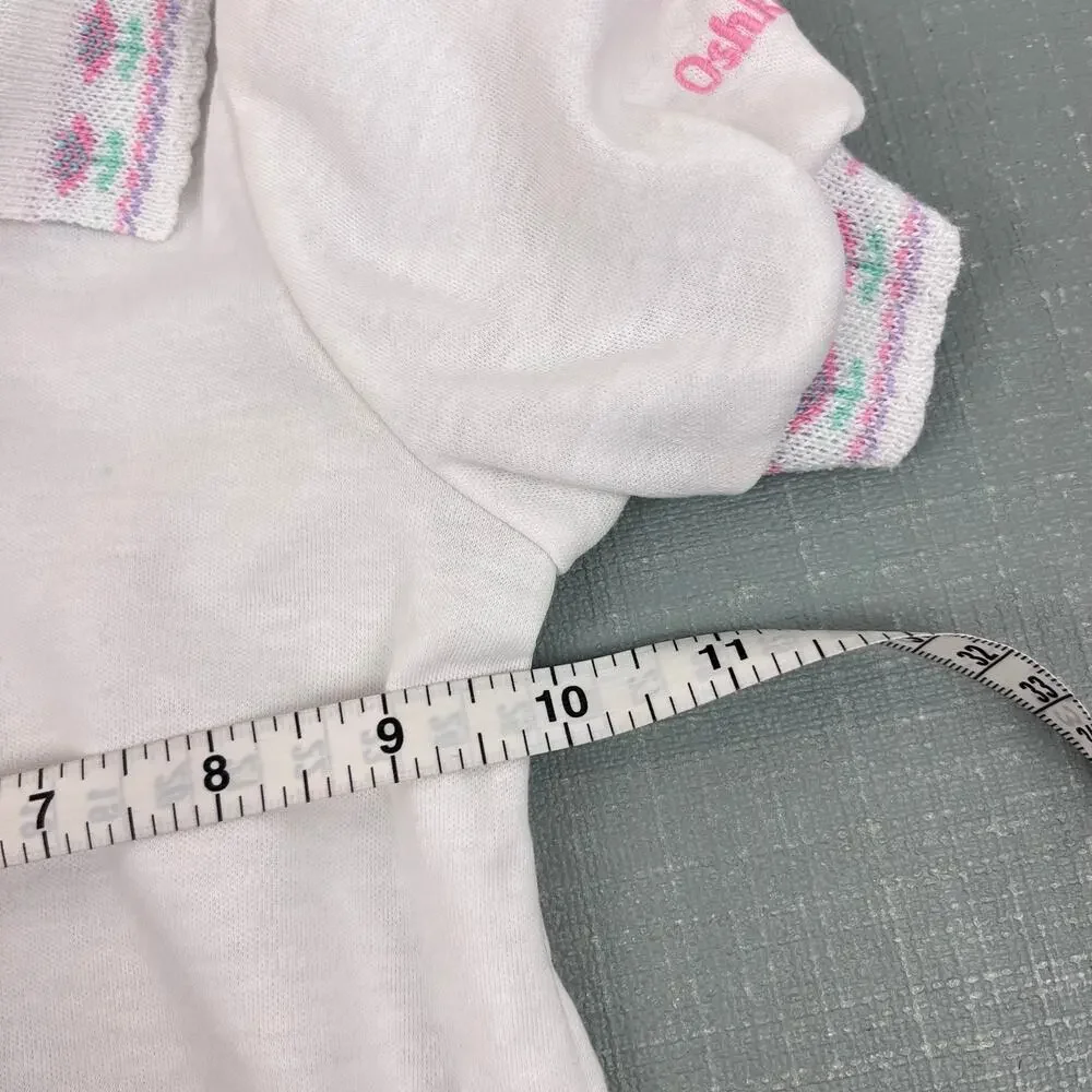 Vintage OshKosh B'gosh Short Sleeve White Flower Top 4T USA